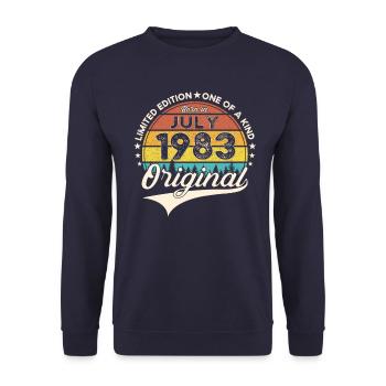 40th Birthday Man Born In July Born 1983 - Unisex Sweatshirt - navy - Front - Alina (178cm) & Michal (187cm)