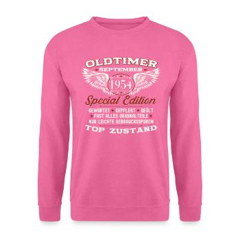 70. Geburtstag Oldtimer September Jahrgang 1954 - Unisex Pullover - Pink - Vorne