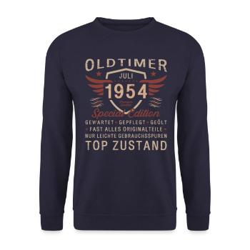 70ème Anniversaire Voiture Classique Juillet 1954 Millésime 1954 - Sweat-shirt Unisexe - marine - Devant - Alina (178cm) & Michal (187cm)