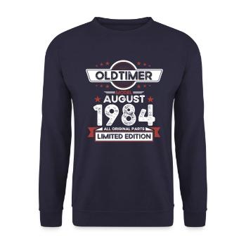 40ème Anniversaire Voiture Classique Août 1984 Millésime 1984 - Sweat-shirt Unisexe - marine - Devant - Alina (178cm) & Michal (187cm)