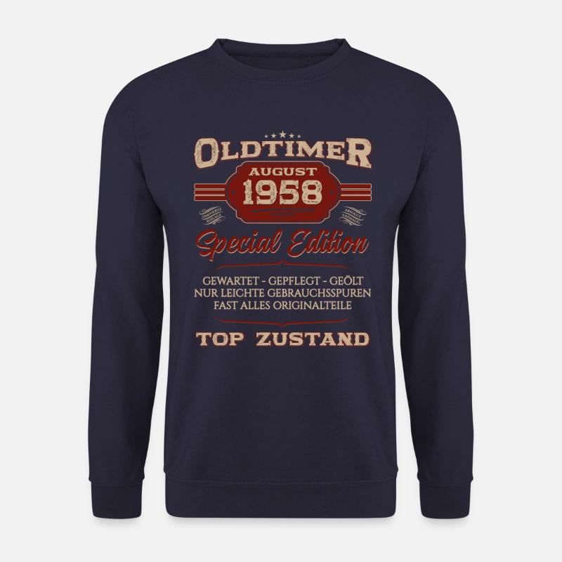 Oldtimer August 1958 Jahrgang 1958 66. Geburtstag - Unisex Pullover - Navy