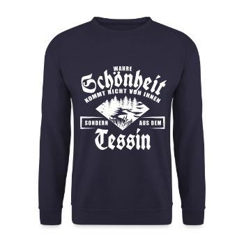 Wahre Schönheit kommt nicht von innen, Tessin - Unisex Pullover - Navy - Vorne - Alina (178cm) & Michal (187cm)