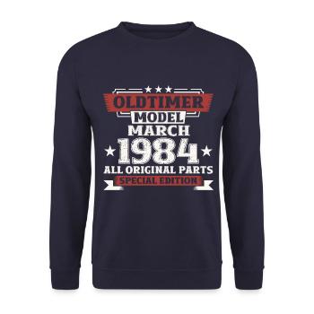 40th Birthday Vintage March Vintage 1984 - Unisex Sweatshirt - navy - Front - Alina (178cm) & Michal (187cm)