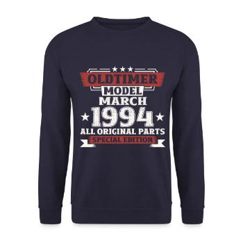 30th Birthday Classic Car March Vintage 1994 - Unisex Sweatshirt - navy - Front - Alina (178cm) & Michal (187cm)