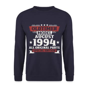 30. Geburtstag Oldtimer August 1994 Jahrgang - Unisex Pullover - Navy - Vorne - Alina (178cm) & Michal (187cm)