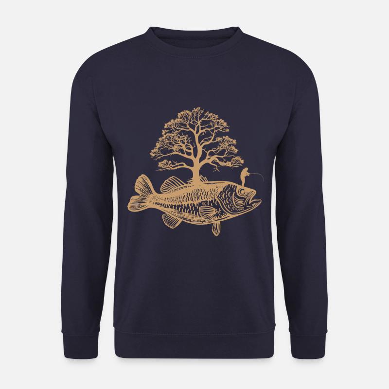 Fisch wächst Baum – Angler Design - Unisex Pullover - Navy