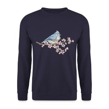 Japanese Cherry Blossom Sakura - Unisex Sweatshirt - navy - Front - Alina (178cm) & Michal (187cm)
