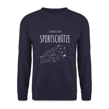 Sternzeichen Sportschütze - Sport - Wettkampf - Unisex Pullover - Navy - Vorne - Alina (178cm) & Michal (187cm)