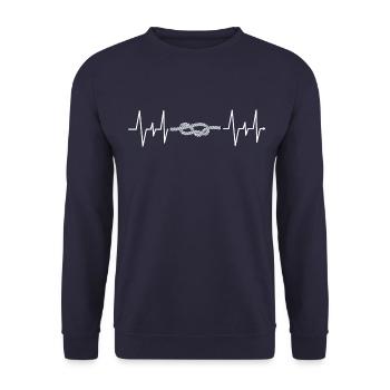 Knotting Heartbeat Knot Hobby Heartline - Unisex Sweatshirt - navy - Front - Alina (178cm) & Michal (187cm)