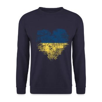Ukraine Aid - Peace for Ukraine - Heart - Unisex Sweatshirt - navy - Front - Alina (178cm) & Michal (187cm)