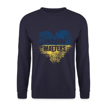 Ukraine Matters - Peace for Ukraine - Unisex Sweatshirt - navy - Front - Alina (178cm) & Michal (187cm)