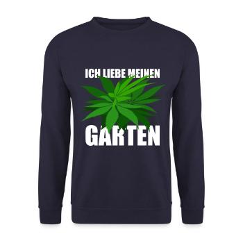 Ich liebe meinen Garten - Hanf - legal - Unisex Pullover - Navy - Vorne - Alina (178cm) & Michal (187cm)