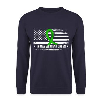 In May, we wear Green Mental Health - Unisex Sweatshirt - navy - Front - Alina (178cm) & Michal (187cm)