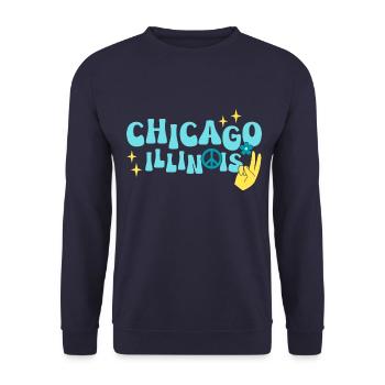 Chicago 70s Hippie - Unisex Sweatshirt - navy - Front - Alina (178cm) & Michal (187cm)