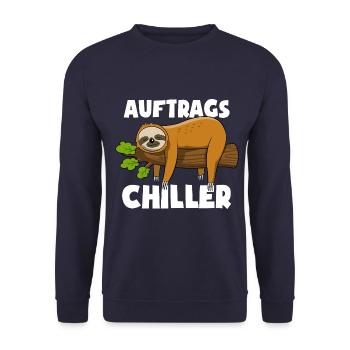 Faultier - Auftrags Chiller - Faulenzen Geschenk - Unisex Pullover - Navy - Vorne - Alina (178cm) & Michal (187cm)