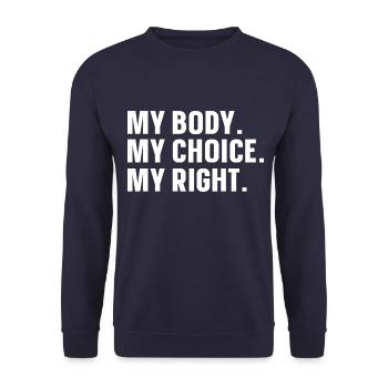 Mein Körper Meine Entscheidung - Unisex Pullover - Navy - Vorne - Alina (178cm) & Michal (187cm)