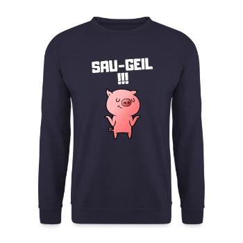 SAU-GEIL !!! - Unisex Pullover - Navy - Vorne - Alina (178cm) & Michal (187cm)