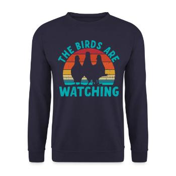 Birds Are Watching - Unisex Sweatshirt - navy - Front - Alina (178cm) & Michal (187cm)