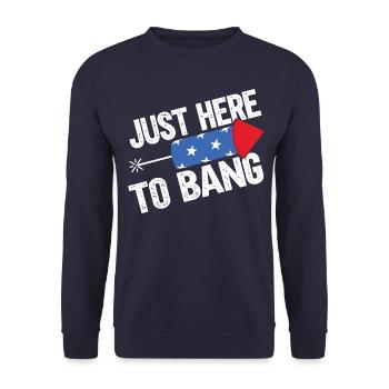 Just Here To Bang - Unisex Pullover - Navy - Vorne - Alina (178cm) & Michal (187cm)