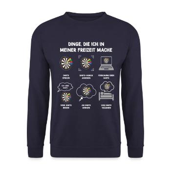Meine Freizeit v2 22 Darts - Unisex Pullover - Navy - Vorne - Alina (178cm) & Michal (187cm)