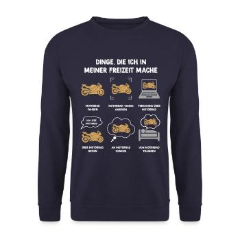 Meine Freizeit v2 37 Motorrad - Unisex Pullover - Navy - Vorne - Alina (178cm) & Michal (187cm)