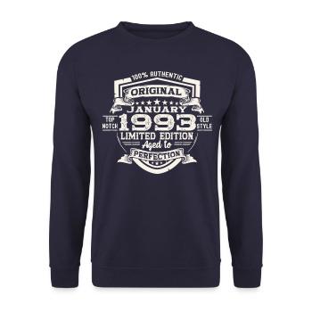 Born 1993 January 30th birthday Gift man - Unisex Sweatshirt - navy - Front - Alina (178cm) & Michal (187cm)