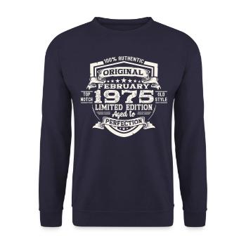 Février né 1975 48ème anniversaire cadeau homme - Sweat-shirt Unisexe - marine - Devant - Alina (178cm) & Michal (187cm)