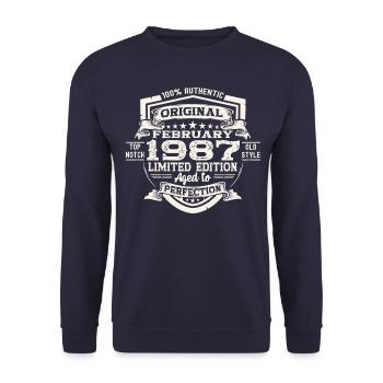Février né 1987 36ème anniversaire cadeau homme - Sweat-shirt Unisexe - marine - Devant - Alina (178cm) & Michal (187cm)