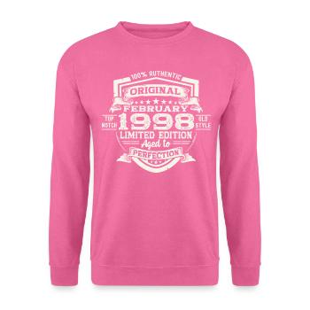 February born 1998 25th birthday gift man - Unisex Sweatshirt - pink - Front