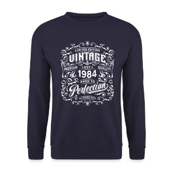 Vintage 1984 édition limitée rétro 40e anniversaire - Sweat-shirt Unisexe - marine - Devant - Alina (178cm) & Michal (187cm)