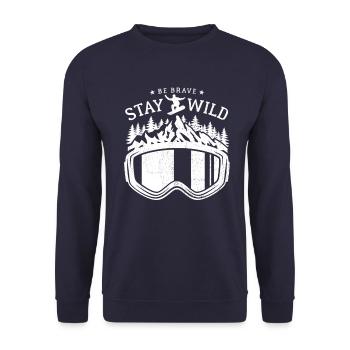 Snowboard - Be Brave Stay Wild - Snowboarder - Unisex Pullover - Navy - Vorne - Alina (178cm) & Michal (187cm)