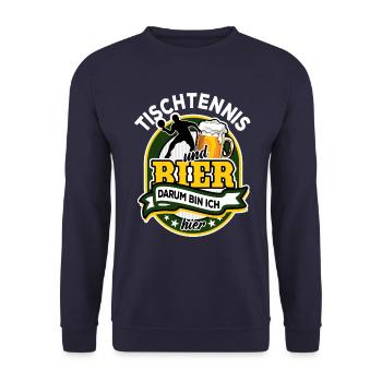 Tischtennis & Bier - darum bin ich hier - Unisex Pullover - Navy - Vorne - Alina (178cm) & Michal (187cm)