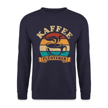Kaffee Flüsterer - Kaffee trinken - Kaffeduft - Unisex Pullover - Navy - Vorne - Alina (178cm) & Michal (187cm)