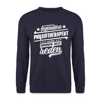 Ich bin dieser legendäre Physiotherapeut - Spruch - Unisex Pullover - Navy - Vorne - Alina (178cm) & Michal (187cm)