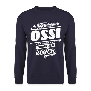 Ich bin dieser legendäre Ossi von dem alle reden - Unisex Pullover - Navy - Vorne - Alina (178cm) & Michal (187cm)