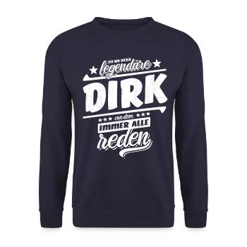 Ich bin dieser legendäre Dirk von dem alle reden - Unisex Pullover - Navy - Vorne - Alina (178cm) & Michal (187cm)