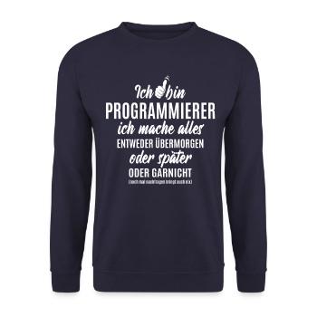 Ich bin Programmierer ich mache alles später - Unisex Pullover - Navy - Vorne - Alina (178cm) & Michal (187cm)