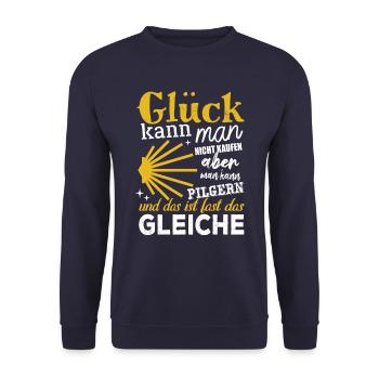Glück kann man nicht kaufen aber man kann pilgern - Unisex Pullover - Navy - Vorne - Alina (178cm) & Michal (187cm)