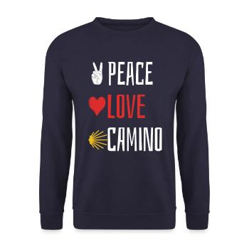 Paix Amour Camino - Coeur - Sweat-shirt Unisexe - marine - Devant - Alina (178cm) & Michal (187cm)