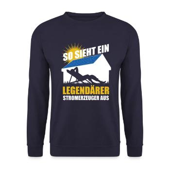 So sieht ein legendärer Stromerzeuger aus - Solar - Unisex Pullover - Navy - Vorne - Alina (178cm) & Michal (187cm)