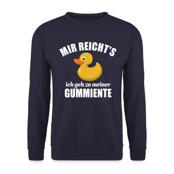 Mir reicht's ich geh zu meiner Gummiente - Unisex Pullover - Navy - Vorne - Alina (178cm) & Michal (187cm)