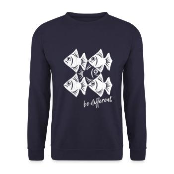 Be different - Pisces - swimming against the tide - Unisex Sweatshirt - navy - Front - Alina (178cm) & Michal (187cm)