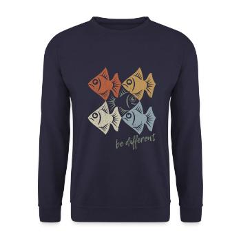 Be different - Pisces - swimming against the tide - Unisex Sweatshirt - navy - Front - Alina (178cm) & Michal (187cm)