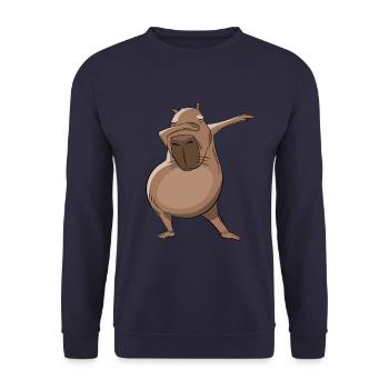 Don't worry be Capy - Capybara dabbing - Unisex Sweatshirt - navy - Front - Alina (178cm) & Michal (187cm)
