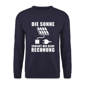 Die Sonne schickt keine Rechnung - Photovoltaik - Unisex Pullover - Navy - Vorne - Alina (178cm) & Michal (187cm)