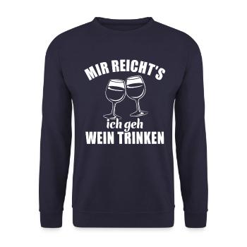 Mir reicht's ich geh Wein trinken - Spruch - Unisex Pullover - Navy - Vorne - Alina (178cm) & Michal (187cm)