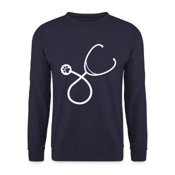 Veterinarian with heart - stethoscope - Unisex Sweatshirt - navy - Front - Alina (178cm) & Michal (187cm)