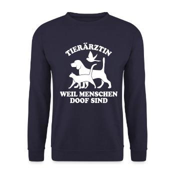Tierärztin weil Menschen doof sind - Unisex Pullover - Navy - Vorne - Alina (178cm) & Michal (187cm)