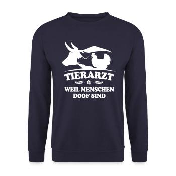 Tierarzt weil Menschen doof sind - Unisex Pullover - Navy - Vorne - Alina (178cm) & Michal (187cm)
