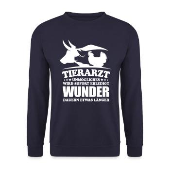 Tierarzt - Unmögliches wird sofort erledigt - Unisex Pullover - Navy - Vorne - Alina (178cm) & Michal (187cm)